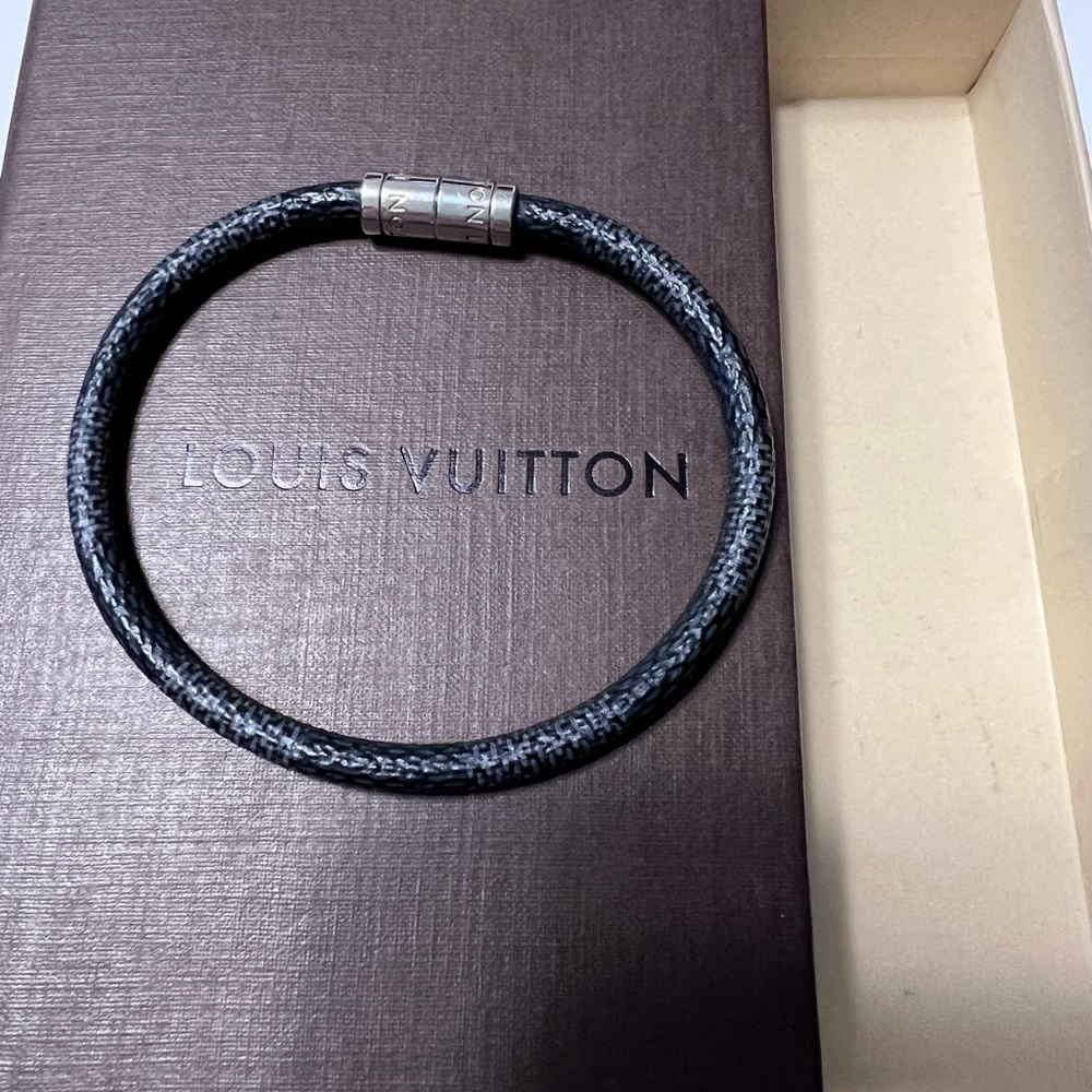 Louis Vuitton Dark Gray Bracelet with Silver Clasp